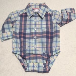 NB (5/$20) Plaid Button-Down Shirt/Bodysuit by Carter’s